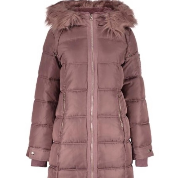 Jessica Simpson Dusty Pink Faux Fur Puffer Coat - Picture 1 of 4